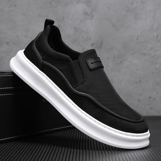 Sapatos de lona para homem, ténis desportivos casuais de verão para o verão, sapatos pretos de uma perna com sola macia e tecido da moda