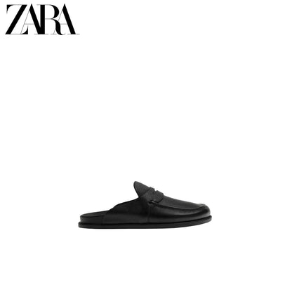 ZARA 2026 Verão Novo Sapato Masculino com Aba e Bolso, Forro de Lã, Sola de Madeira Plana, 2761721 800