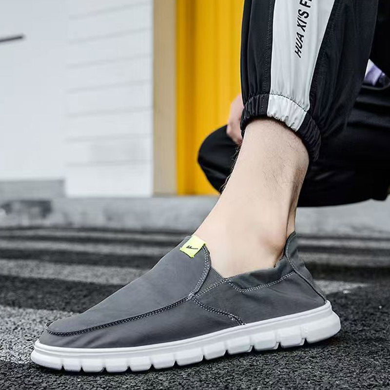 Sapatos leves de lona Warrior Work, novos sapatos casuais de cor sólida de um passo, respiráveis e confortáveis, sapatos masculinos de tecido por grosso