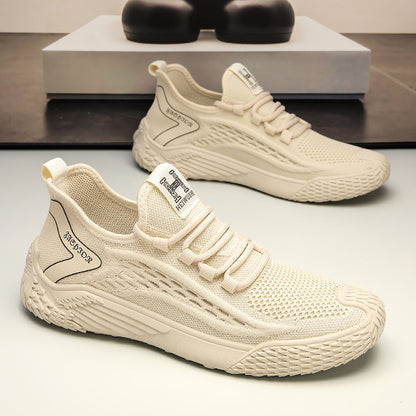 Sapatilhas de Homem 2024 Novas Sapatilhas de Verão Respiráveis, Finas, Casuais Casuais Resistentes a Odores, Corrida Desportiva Sola Suave, Flyknit Mesh Leve, Sapatilhas da Moda
