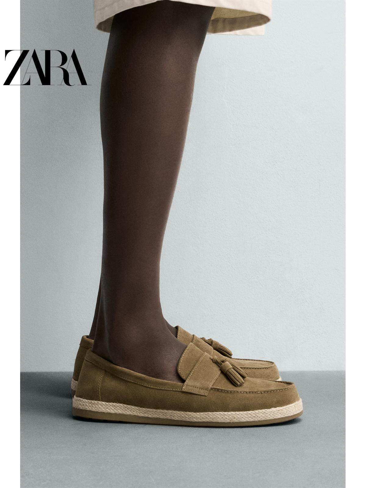 ZARA 2026 Primavera/Verão Novos Sapatos Masculinos com Camurça e Detalhes em Couro, Modelo Boat Shoes Casual 2651720 102