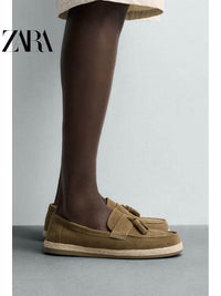 ZARA 2026 Primavera/Verão Novos Sapatos Masculinos com Camurça e Detalhes em Couro, Modelo Boat Shoes Casual 2651720 102