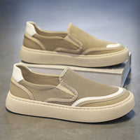 Sapatos masculinos de lona 2025 Ténis pretos finos e versáteis casuais de verão, sapatos de tecido slip-on para homem
