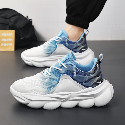 Sapatilhas masculinas de verão, novas sapatilhas de rede de coco respiráveis, sapatilhas desportivas versáteis e de sola grossa na moda, sapatilhas casuais de corrida para homens