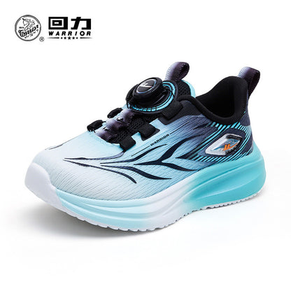Sapatos infantis Warrior, sapatos de botão fixes, novidades de outono para rapazes e raparigas, sapatos de rede roxa respiráveis, sapatos desportivos casuais versáteis
