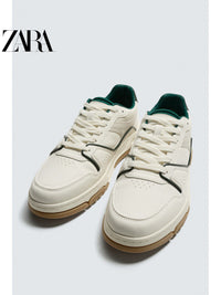 ZARA 2026 Verão Novo Sapatos Masculinos Branco Leve Retrô Tênis de Sola Grossa 2248820 001