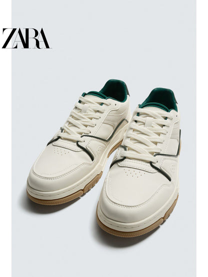 ZARA 2026 Verão Novo Sapatos Masculinos Branco Leve Retrô Tênis de Sola Grossa 2248820 001