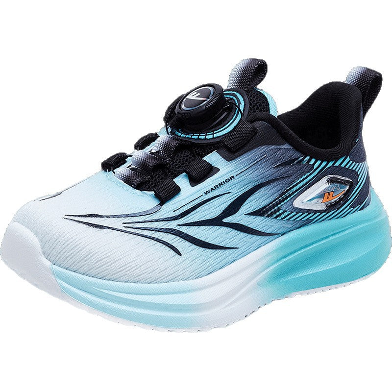 Sapatos infantis Warrior, sapatos de botão fixes, novidades de outono para rapazes e raparigas, sapatos de rede roxa respiráveis, sapatos desportivos casuais versáteis