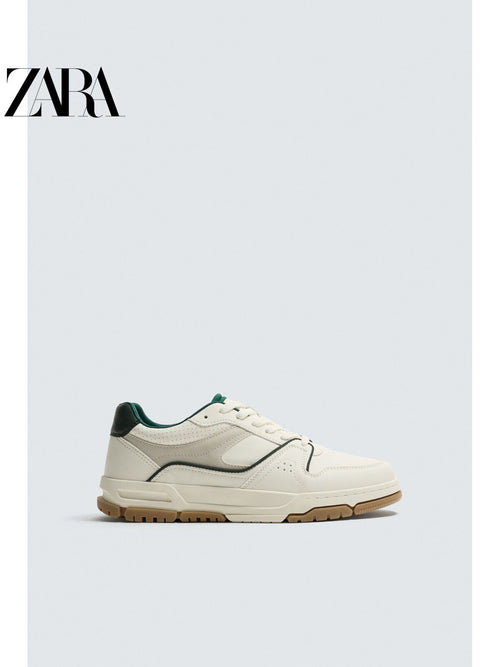 ZARA 2026 Verão Novo Sapatos Masculinos Branco Leve Retrô Tênis de Sola Grossa 2248820 001