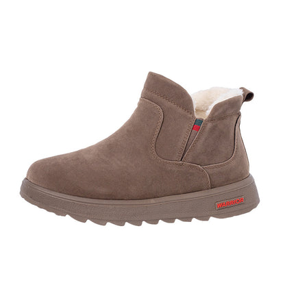 Botas de neve quentes forradas a lã guerreira, sapatos de algodão de inverno simples e de sola espessa, elegantes e versáteis para viagens ao ar livre