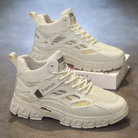 Sapatos masculinos de outono, novos sapatos altos e respiráveis, ténis de rede masculinos versáteis para aumentar a altura, sapatos casuais de pai