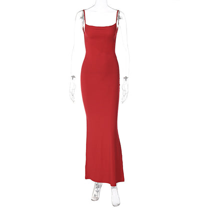 Verão INS 2026 Vestido Feminino Feminino Sexy Sexy Fit-less Spaghetti Strap Strap para mulheres