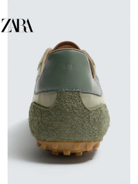 Sapatos masculinos ZARA, lançamento da coleção verão 2026, com detalhes em camurça, modelo retrô, com cadarço e leves, código 2365720 512.