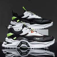 Sapatos masculinos, primavera versátil para jovens de corrida casual, sapatos desportivos de sola grossa para homem, sapatilhas de pai branco para homens na moda