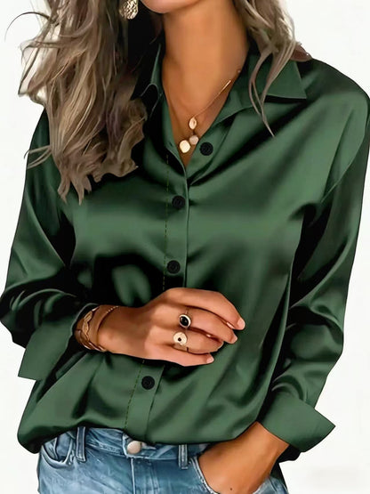 Camisa esponja colorida e brilhante da Amazon, elegante e para deslocações, adequada para uso versátil de mangas compridas na primavera e no outono