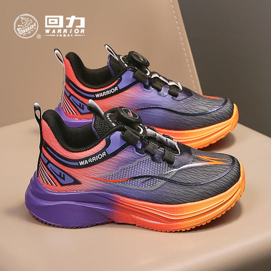Ténis leves com sola para rapazes e raparigas, sapatos infantis Warrior outono novos, sapatos de botão na moda, sapatos de rede respiráveis, versáteis