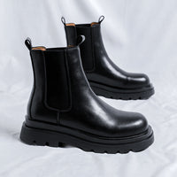 Botas Chelsea para homens, sapatos de couro de cano alto, botas de tubo de fumo, botas Martin primavera e outono britânicas para homens, botas pretas respiráveis de verão para homens