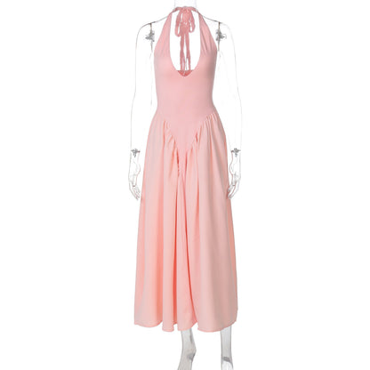 Vestido elegante e elegante para mulheres, vestido bestseller cross-fronteiriço da Amazon, de cor sólida, sexy com decote oco oco em V profundo
