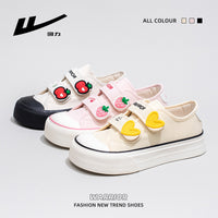 Ténis Warrior Velcro de sola grossa, sapatos juvenis, energéticos, confortáveis, de estudante, fofos e favorecedores, pequenos sapatos de cabeça grande cor-de-rosa morango para mulheres