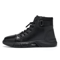 Sapatos masculinos de primavera: novas botas Martin de cano alto, botas casuais de couro para homem, botas britânicas vintage vintage na moda