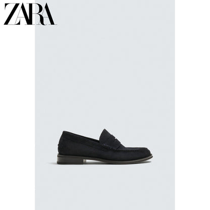 ZARA 2026 Verão Novo Sapatos Masculinos com Bolso Aba Sapatos Sociais de Couro Mocassim 2617720 400