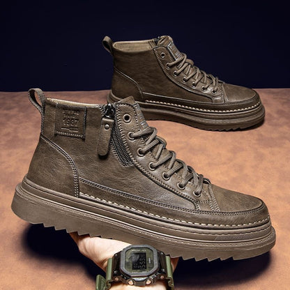 Sapatos masculinos de primavera, novas botas Martin de cano alto, sapatos de trabalho masculinos versáteis e resistentes ao desgaste, sapatos de couro casuais, sapatos de trabalho