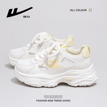 Sapatos de pai estilo minimalista Warrior, sapatos desportivos de sola grossa respiráveis em malha, sapatos casuais casuais para caminhadas ao ar livre primavera/outono 2025