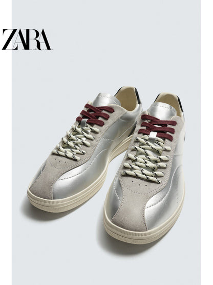 ZARA 2026 Verão Novo Sapatos Masculinos Retro com Detalhes Metálicos, Cadarço Duplo e Leves 2202820 808