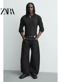 ZARA 2026 Primavera/Verão Sapatos Masculinos com Fivela Metálica, Plataforma e Calcanhar Aberto em Madeira, 2755720 800