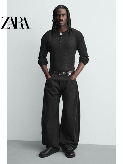ZARA 2026 Primavera/Verão Sapatos Masculinos com Fivela Metálica, Plataforma e Calcanhar Aberto em Madeira, 2755720 800