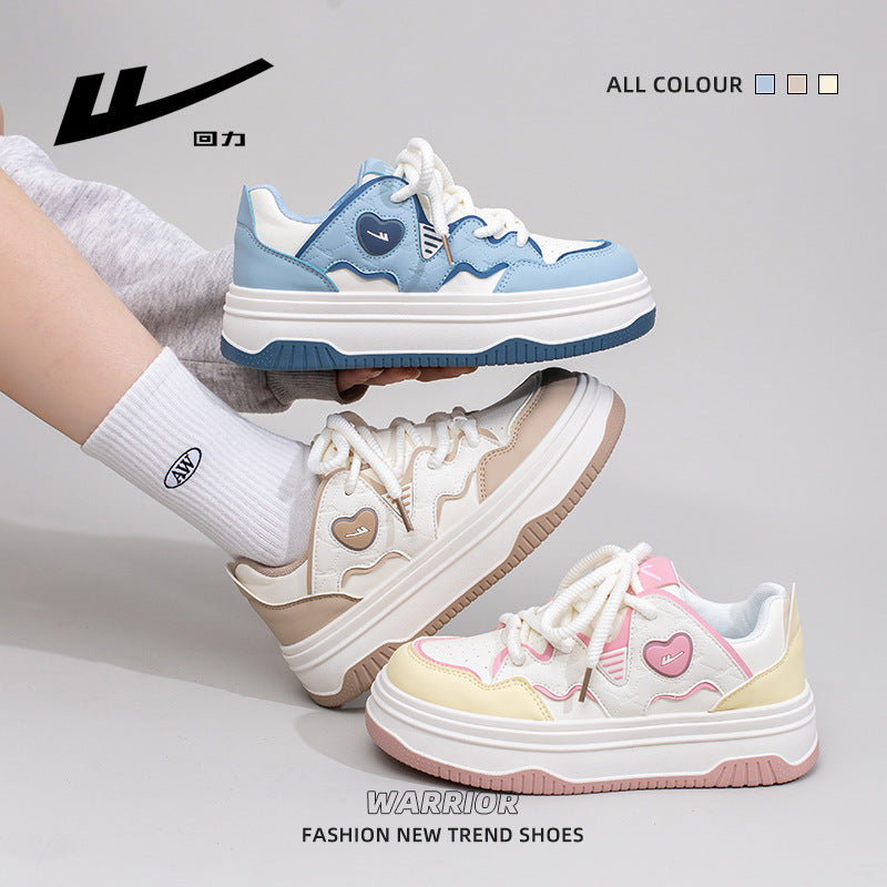 Sapatinas sapatinas versáteis para mulher com blocos de cor Warrior Dopamine, visual alto, design de ténis na moda, sapatos casuais de estilo preppy