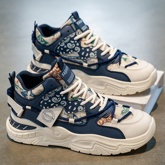 Sapatos masculinos da moda, sapatos masculinos de cano alto de outono, sapatos desportivos de corrida, sapatos de desporto de marca jovem da moda para a juventude, sapatos casuais casuais que aumentam a altura