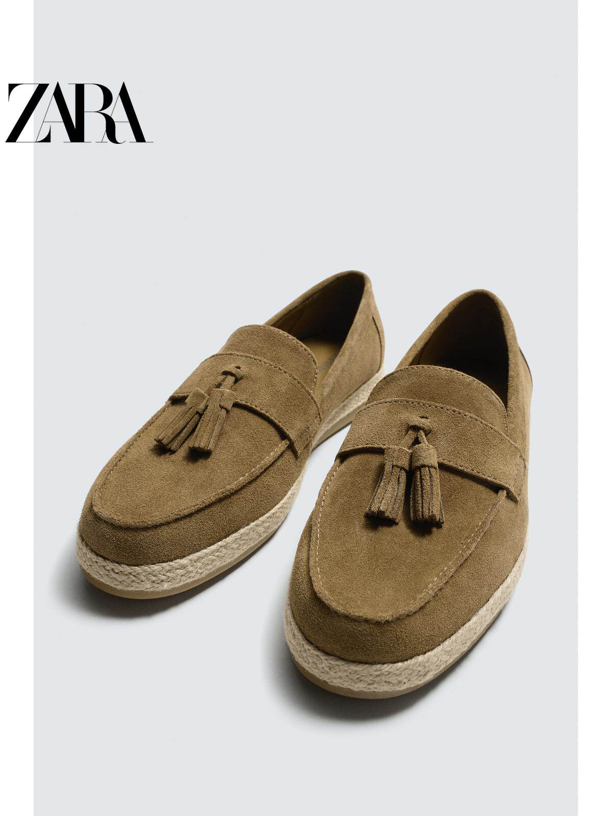 ZARA 2026 Primavera/Verão Novos Sapatos Masculinos com Camurça e Detalhes em Couro, Modelo Boat Shoes Casual 2651720 102