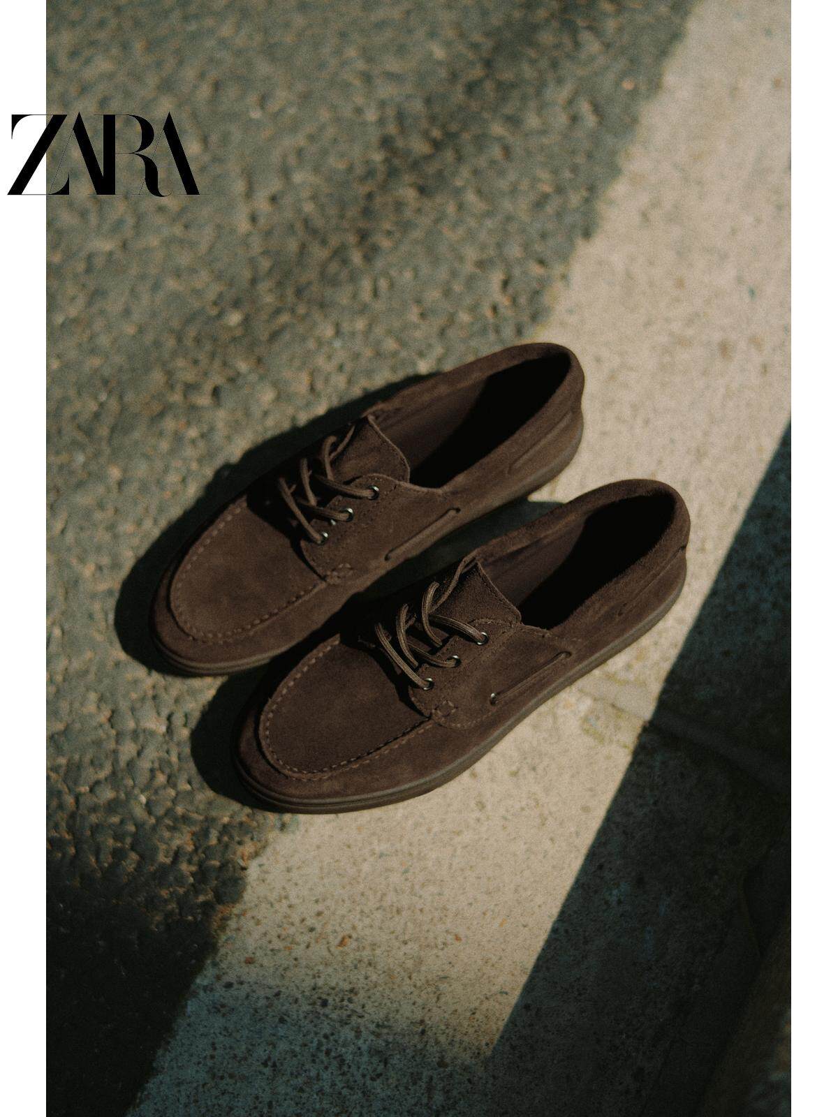 Sapatos masculinos ZARA Primavera/Verão 2026, modelo náutico casual com detalhes em camurça, código 2441720 700.