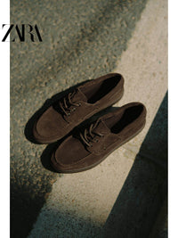 Sapatos masculinos ZARA Primavera/Verão 2026, modelo náutico casual com detalhes em camurça, código 2441720 700.