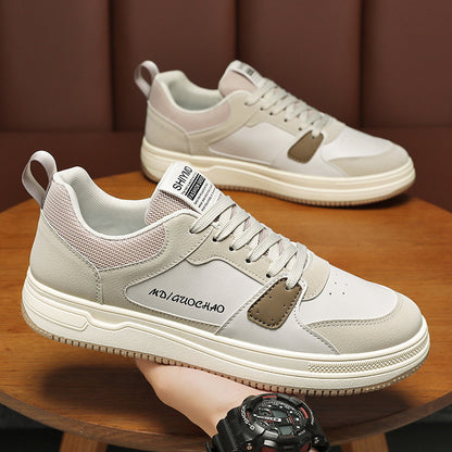 Sapatos masculinos de verão, novos sapatos de lona respiráveis, ténis brancos versáteis ao estilo coreano, ténis de sola grossa, ténis casuais, sapatos de praia