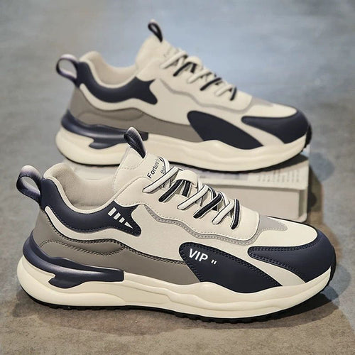 Sapatos de Homem: Outono 2024 Nova Marca da Moda Ténis Desportivos de Couro, Sapatos Casuais Casuais de Corrida Masculino A-Gump Teen Dad Trendy