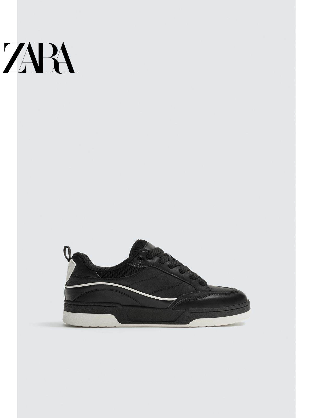 ZARA 2026 Primavera/Verão Novos Sapatos Masculinos Tênis de Cano Alto com Cadarço e Sola Grossa em Dois Tons 2257720 800