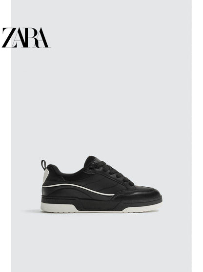 ZARA 2026 Primavera/Verão Novos Sapatos Masculinos Tênis de Cano Alto com Cadarço e Sola Grossa em Dois Tons 2257720 800