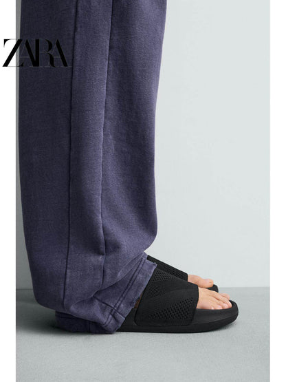 Sandálias masculinas ZARA Primavera/Verão 2026, de secagem rápida, em malha, cor sólida, para banheiro (código: 2720720 800)