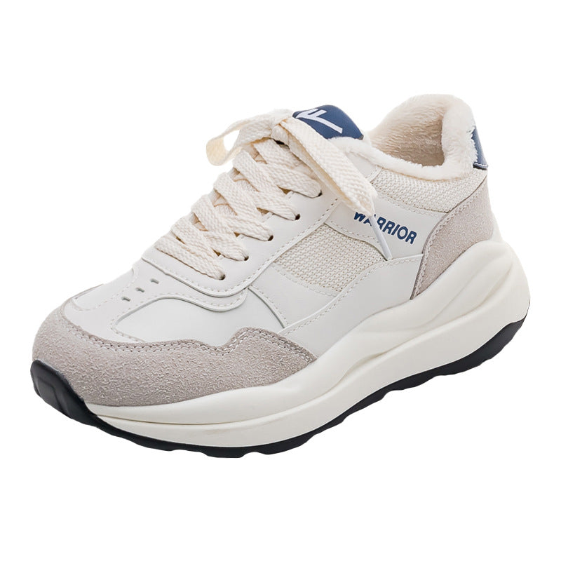 Sapatos minimalistas de topo de gama baixos Warrior, ténis de inverno versáteis forrados a fleece, sapatos casuais de casal