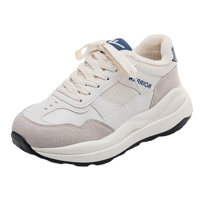 Sapatos minimalistas de topo de gama baixos Warrior, ténis de inverno versáteis forrados a fleece, sapatos casuais de casal