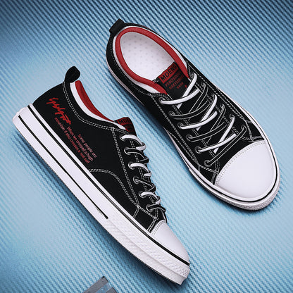 Novos sapatos de lona preta para homens na primavera, sapatos versáteis, respiráveis e modernos, sapatos casuais de snowboard ao estilo coreano para homens