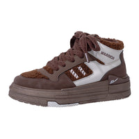 Sapatos de plataforma alta com blocos de cor Warrior, estilo universitário americano, ténis de alto valor, sapatos casuais femininos para alongar as pernas