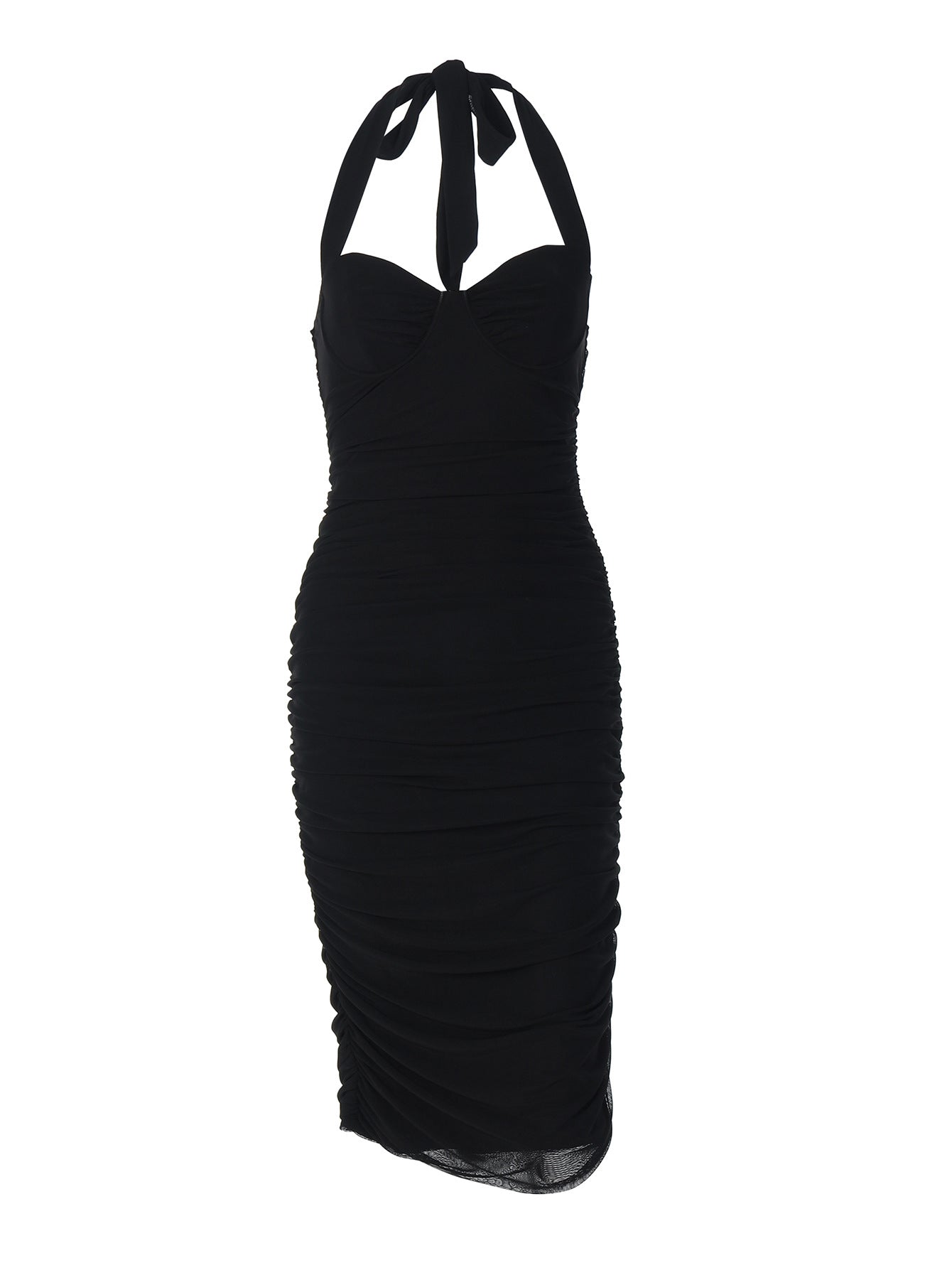 Moda transfronteiriça europeia e americana, novo vestido sexy slim fit e justo ao estilo de rapariga atraente, de cor sólida para mulheres, com rede halter de cor sólida