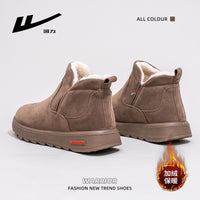 Botas de neve quentes forradas a lã guerreira, sapatos de algodão de inverno simples e de sola espessa, elegantes e versáteis para viagens ao ar livre