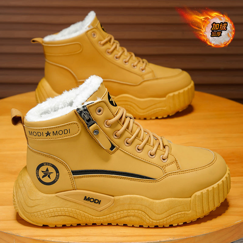 Botas de neve masculinas 2025 novos sapatos de algodão quentes forrados a polar de inverno forrados ao frio e quentes de pelo masculino integrados a menos 40°C