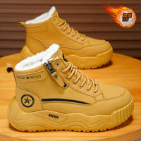 Botas de neve masculinas 2025 novos sapatos de algodão quentes forrados a polar de inverno forrados ao frio e quentes de pelo masculino integrados a menos 40°C