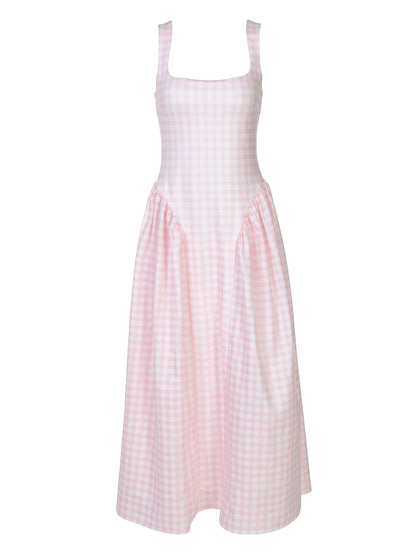Vestido de princesa francês fresco, europeu e americano à moda que aperta a cintura, vestido slip sem costas sexy para mulheres