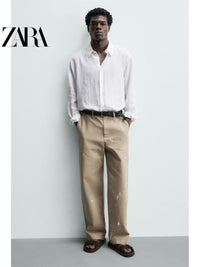 Sandálias masculinas de couro com duas tiras, lançamento da coleção verão 2026 da ZARA (código: 2738720 721).